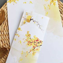 Gift Wrap Autumn Leaves Envelope Letter Paper Set 10 Sheets Wedding Invitation Office School Supplies StationeryGift