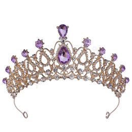 Elegant Girls Green Crystal Tiara Crown Party Bridal Bride Pink Purple Sky Blue Rhinestone Crown Hair Dress Accessories