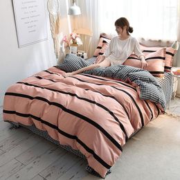 Bedding Sets Quality Cotton Comfortable Beddings Slack Thick Stripe Duvet Cover Bedclothes Pinstripe Simple Housse De Couette King Size