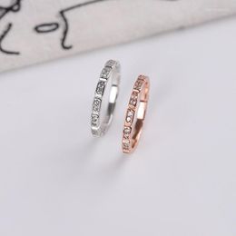 Cluster Rings Simple Designer Fashion Sparkling Zircon All Matching Real 925 Sterling Silver Elegant Women Wedding Ring