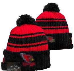Men Knitted Cuffed Pom Arizona Beanies ARI Bobble Hats Sport Knit Hat Striped Sideline Wool Warm BasEball Beanies Cap For Women A5