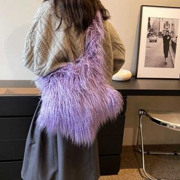 Winter Shoulder Bags Personalized Trend Peach Heart Bag Women's Beach Wool Fur Shape Cute Crossbody