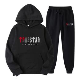 Black Trapstar Tracksuit Mens Hoodie Trapstar Running Basketball Sportswear Designer Hoodies and Pants Loose Tech Men Women Long Sleeve Suit Dbff