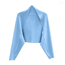 Women's Knits Women Long Sleeve Open Front Cardigan Drop Shoulder Shrug Knit Blouses Lightweight Cropped Shawl Outer Summer M6CD