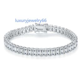 Jewelry 925 Silver Moissanite 3*5mm Vvs Emerald Cut Moissanite Tennis Bracelet 0.5ct Lab Diamond Tennis Chain Bracelets