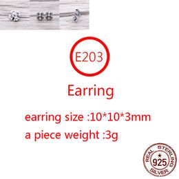 E203 S925 Pure Silver Ear Studs Personalized Classic Punk Hip Hop Style Cross Flower Earrings Jewelry Design Gift for Lovers