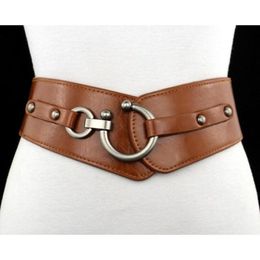 new belt womens elastic belt wide stretch pu leather belts girl ceinture black brown red womans belts2450202