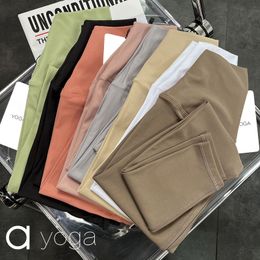 AL-8049 Yoga Outfit Sexy Women's Yoga nine-point leggings High Waist nude Hip Lift Yoga Pants No Awkwardness Elastic Leggings Nude Fit Sports Runing trousers