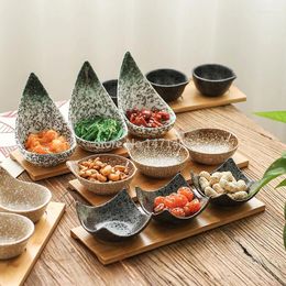 Plates Creative Ceramic Tableware Dish With Pallet Dried Fruit Snack Divided Grid Sauce Seasoning Japanese Style