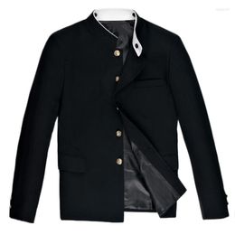Men's Suits Chinese Style Double Collar Black Suit Jacket 2023 Mandarin White Varsity Tunic Coat
