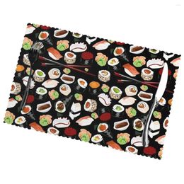 Table Mats Sushi Non-Slip Insulation Place For Kitchen Dining Washable Placemats Bowl Cup Mat Set Of 6