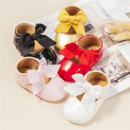 First Walkers Baby Girls Princess Pink Bowknot Dress Pu Leather Rubber Soft Sole Non-slip Casual Toddler Shoes