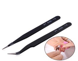 Precision Tweezer Anti Static Stainless Steel Straight Curved Pointed Eyelash Extension Tool Diy Hand Clip Nail Sticker Rhinestone5900289