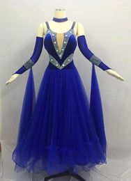 Stage Wear Standard Ballroom Dance Dress Adult Royal Blue Sexy Waltz Dancing Costume Women Competition Dresses