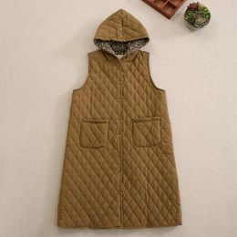 Women's Vests Winter Mori Japanese Hooded Cotton Vest Loosely Quilted Coat