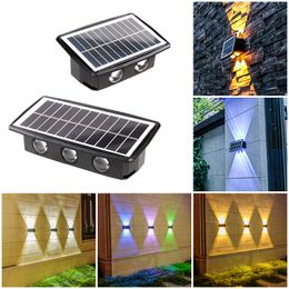 Solar Wall Lights Up and Down 4led 6led 8led RGB Outdoor Waterproof Garden Lights Wall Washer Villa Exterior Terrace