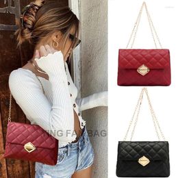 Evening Bags 2023 Fashion Female Shoulder Bag Rhombus Embroidered Solid Colour Chain Women's Crossbody Casual Trendy Phone