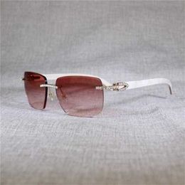 Top Designers Rhinestone Peacock Wood Rimless Men Natural Buffalo Horn Oversize Square Retro Shades Oculos Eyewear Club