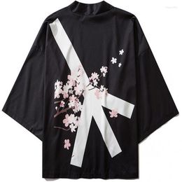 Ethnic Clothing Men Black Asian Clothes Beach Tops Japanese Print Kimonos Cardigan Streerwear Yukata Women Haori Harajuku Kimono Robe