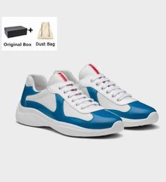24s Luxury Americas Cup Men casual shoes mesh and patent leather Low top trainers sneakers Walking Rubber Sole Fabric outdoor with box 38-46EU men trainers