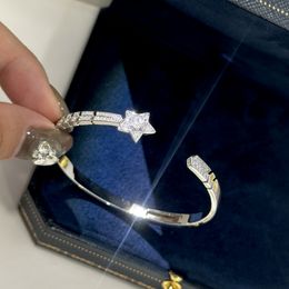 Designer 925 Sterling Silver Charm Bracelet Bangle Female Couples Vintage Simple Stars Zircon Bracelets Comet Bracelet Diamond Star Tail Party Jewelry Gift Box Set