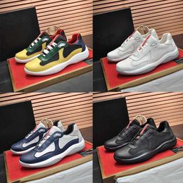 Famous brand American Cup men's shoes, sports shoes, casual shoes, soft cowhide thick soled P triangle casual shoes, rubber leather round head cloth sail shoes.