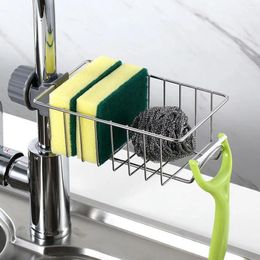Kitchen Storage Stainless Steel Sink Shelf Organizer Soap Sponge Towel Holder Drain Rack Basket Accessories Tool