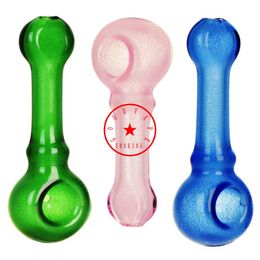 Latest Colorful Heady Smoking Glass Pipes Portable Glow In The Dark Dry Herb Tobacco Filter Spoon Bowl Innovative Handpipes Cigarette Holder DHL
