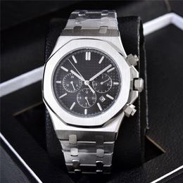 Mens Designer Battery Movement Watch Multifunctional Dial Classic Size 42MM 904L Stainless Steel Strap Watches for Men Orologio.