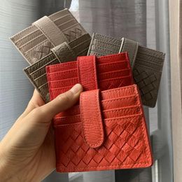 Wallets 2023 Fashion Woven Leather Card Holder Luxury Belt Protect For Lady Slim Money Clip