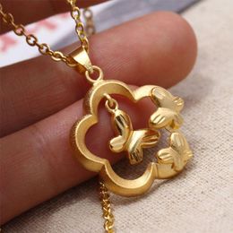 Chains Wando Charms Flower Wedding Butterfly Gold Color Pendant Chain Necklaces For Women Girls Jewelry Trendy PNG Gifts