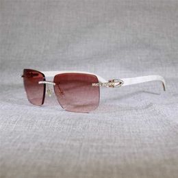 80% OFF Fashion men's outdoor sunglasses Rhinestone Peacock Wood Rimless Men Natural Buffalo Horn Oversize Square Retro Shades Oculos Eyewear for Club