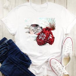 Women's T Shirts Merry Christmas Season Female Shirt Print Tops T-Shirt Winter Clothing Women Year Trend Style 90s Graphic Tees