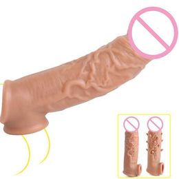 Sex toy massager 2 Types 16cm Penis Extender Sleeve Reuseable Lock Semen Ring Delay Ejaculation Toys for Men Products Couples