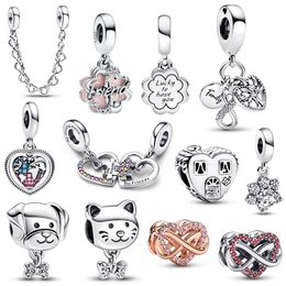 925 silver Fit Pandora Original charms DIY Pendant women Bracelets beads New Puzzle Splittable Friendship Charm Linked Hearts Safety Chain House Happy Place