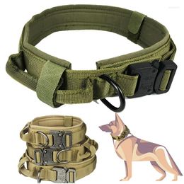 Dog Collars Collar Nylon Adjustable Military Tactical Durable Control Handle Protect Neck Outdoor Training Pet Dogs