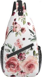 Backpack Flower Rose Floral Pattern Unisex Sling Crossbody Shoulder Bags For Men Women Chest Bag With Adjustable Strap Hiking