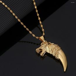 Подвесные ожерелья Золотой цвет волчья зубца для мужчин Женщины Wolf's Fang Chain Animal Jewelry Jewelry