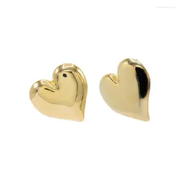 Stud Earrings 35mm Big Dome Heart Shaped Earring High Polished European Women Girl Simple Classic Fashion Jewellery