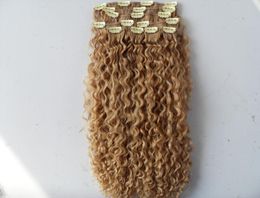 mongolian curly hair weft clip in natural kinky curl weaves unprocessed virgin remy blonde human extensions1279838