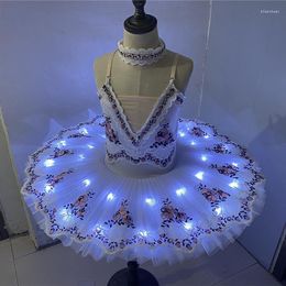 Stage Wear Tutu Ballet Led Light Ballerina Pancake For Girl Women Adult Child Flower Dress Kids Dance Costumes