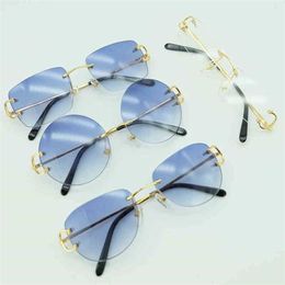 2023 Designer-Brille New Metal Randlos Square Large Wire C Luxury Mens Sunglass Sonnenbrille Desinger Shade für Männer