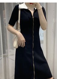 Maje New Front Zipper Large Lapel Panel Knit Dress