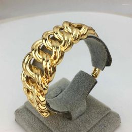 Bangle Luxury Dubai Gold Color Bangles For Women Gold-Plated African Brazilian Bracelets Big Charm Wedding Hand Jewelry FHK16090