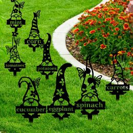 Garden Decorations Gnome Plant Stakes Nursery Tags Stake Label Marker Pot Sign