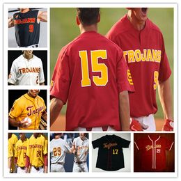 Niestandardowa koszulka baseballowa USC Trojans College Connor Clift Tyler Stromsborg Blake Sodersten Josh Blum Caden Connolly Austin Overn Cole Gabrielson Ethan Hedges Lopez