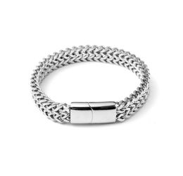 Men/Women 316L Stainless Steel Fashion Europe/America Hip Hop Punk Weave Square Front and Back chain magnetic buckle Cuban Link Chain Bracelets Jewelry