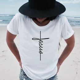 Women's T Shirts Faith Tshirt Cross Jesus Tees Tops Christian Shirt Women Fashion Baptism Church Bride Squad Aesthetic Tumblr