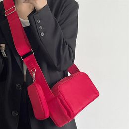 Evening Bags Simple Nylon Shoulder Bag For Women Solid Color Commuter Crossbody 2pcs Casual Messenger Handbag Shopping Totes Phone Purse
