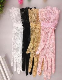 Party Decoration gloves fashion lace gloves sexy women lady sheer Five Fingers Gloves SPF50 drive non slip 5colors party Christmas2982430